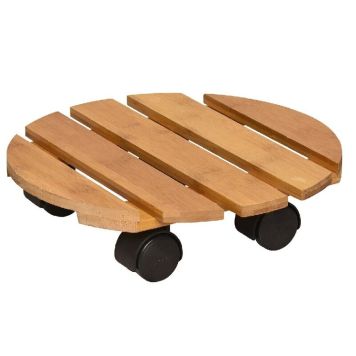 Lillepoti alus ratastega Bamboo Ø 29 cm