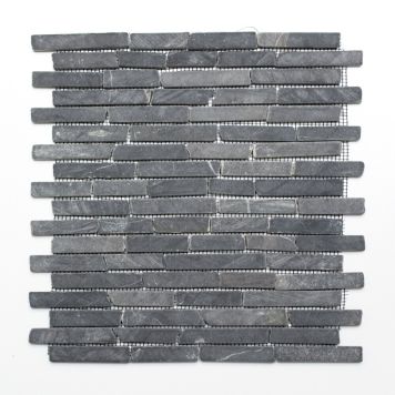 Looduskivimosaiik Brick uni Nero Marquina, hall 30,5 x 30,5 cm
