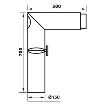 Suitsutoru põlv Aduro Ø150 mm 90° puhastusluugiga