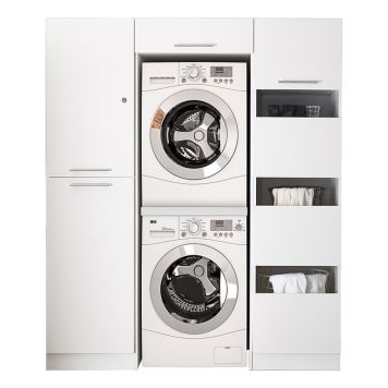 Majapidamisruumi komplekt Respekta Clara pesumasina ja -kuivati kapiga