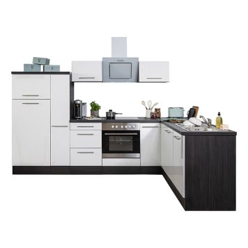 Köögikomplekt Respekta Amanda Premium 2,9 m, valge/must, keraamiline pliit