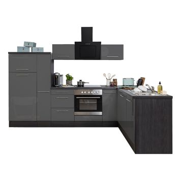 Köögikomplekt Respekta Amanda Premium 2,9 m, hall/must, keraamiline pliit