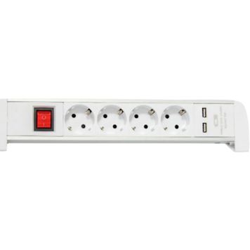 Pikendusjuhe Airam Tabletop 4-osaline, 2 USB-pesa, valge
