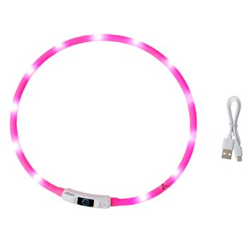 LED-valgustusega kaelarihm koerale Airam Roosa Nauha roosa