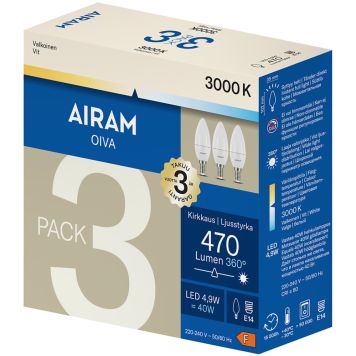 LED-lamp Opaal Airam E14 470 lm 3000 K 3 tk/pk