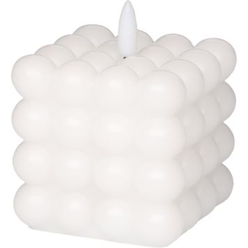 Küünal Bubble LED 3D leegiga 7,5 x 7,5 x 9 cm, valge