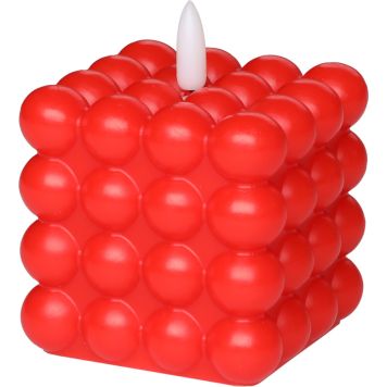 Küünal Bubble LED 3D leegiga 7,5 x 7,5 x 9 cm, punane