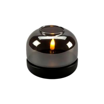 Lauakaunistus Konstsmide LED-küünal mattmust/suitsuklaas Ø 8,5 cm