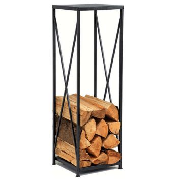 Küttepuude riiul HTT must 34 x 34 x 111 cm