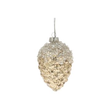 Jõulukuuse ehe käbi 9 cm, pruunikas kuldne