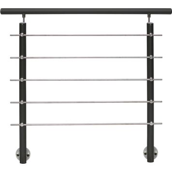 Piirdekomplekt sise- ja väliskasutuseks AG5, alumiinium, antratsiit, roostevaba teras, külgmine paigaldus