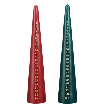 Lauaküünal jõulukalender valik 30 cm, punakasroheline