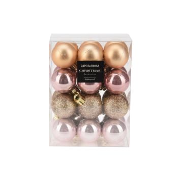 Kuuseehe valik 3 cm 24 tk/pk, kuldne/roosa