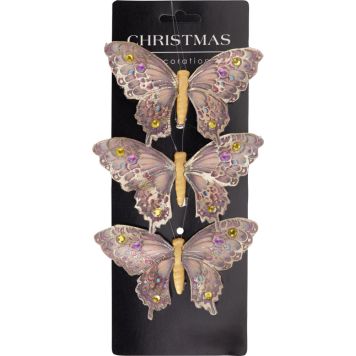 Jõulukaunistus liblikas valik 12 cm 3 tk/kp