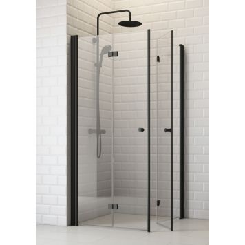 Dušinurk Corniche Elsa kokkuvolditavate ustega 90 x 90 cm must