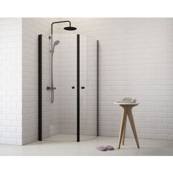 Dušinurk Corniche Elsa pööratavate ustega 90 x 90 cm kumer must