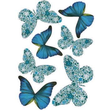 Seinakleebis Plage 3D Sinised Liblikad