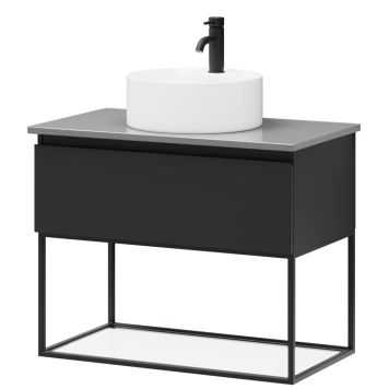 Klaasriiuliga mööblikomplekt Camargue Skärgård IQ+ Classic mattmust 80 cm