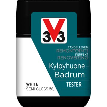 Keraamiliste plaatide värv V33 Kylpyhuone valge tester