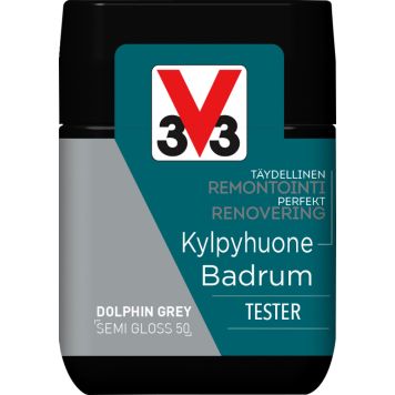 Keraamiliste plaatide värv V33 Kylpyhuone Dolphin Grey tester