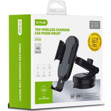 Telefonihoidik autosse D-Fruit QI juhtmevaba DF108