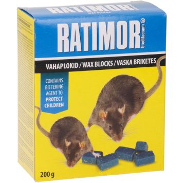 Hiire- ja rotimürk Ratimor vahaplokid 200 g