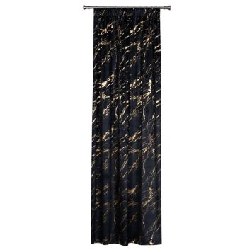 Kardin Storm 140 x 260 cm, must/kuldne