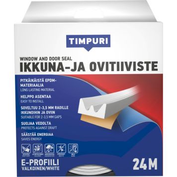 Akna- ja uksetihend Timpuri E-profiil, valge