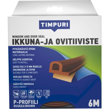 Akna- ja uksetihend P-profiil, pruun