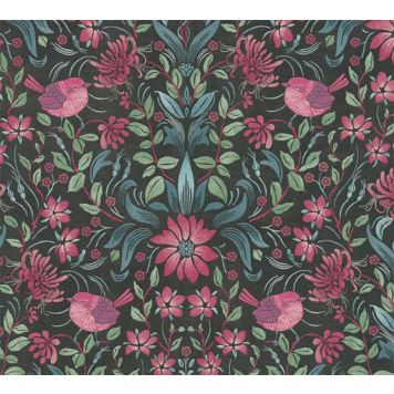 Fliistapeet Maison Charme 10,05 x 0,53 m, robin must