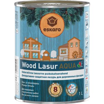 Dekoratiivne puidukaitsevahend Eskaro Wood Lasur Aqua EC ainult toonimiseks 1 l