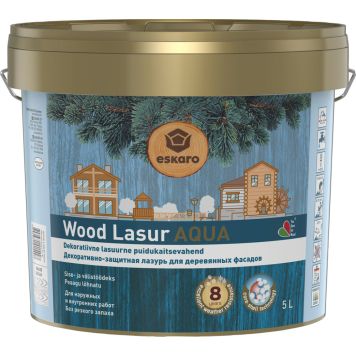 Dekoratiivne puidukaitsevahend Eskaro Wood Lasur Aqua EC ainult toonimiseks 5 l