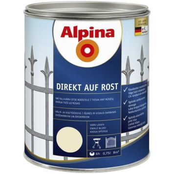 Metallivärv Alpina Direkt Auf Rost 750 ml, elevandiluu läikiv