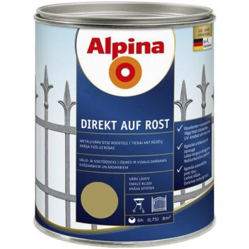 Metallivärv Alpina Direkt Auf Rost 750 ml, kuldne läikiv