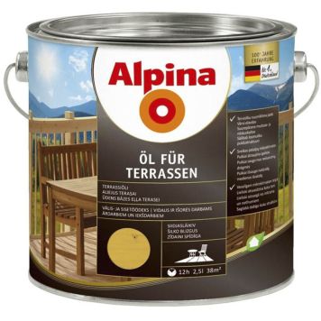Terrassiõli Alpina Öl Für Terrassen Hell, hele 2,5 l