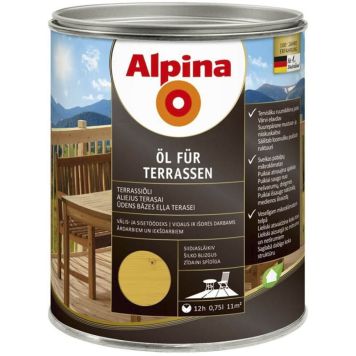 Terrassiõli Alpina Öl Für Terrassen Hell, hele 0,75 l