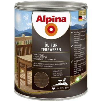 Terrassiõli Alpina Öl Für Terrassen Dunkel, tume 0,75 l