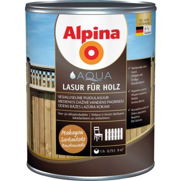 Puidulasuur Alpina Aqua Lasur Für Holz 0,75 l mahagon