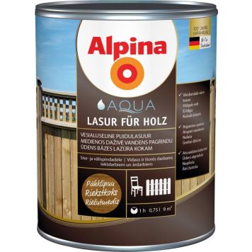 Puidulasuur Alpina Aqua Lasur Für Holz 0,75 l pähkel