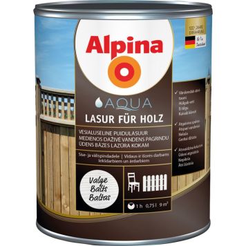 Puidulasuur Alpina Aqua Lasur Für Holz 2,5 l valge