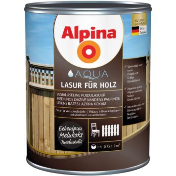 Puidulasuur Alpina Aqua Lasur Für Holz 0,75 l eebenipuu