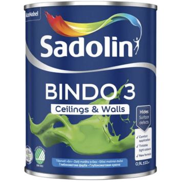 Lae- ja seinavärv Sadolin Bindo 3 BW valge 0,9 l