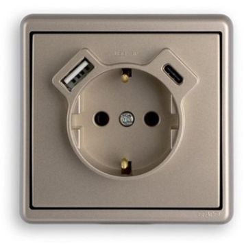 Maandusega pesa Efapel Apolo USB A+C champagne