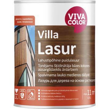 Lahustipõhine puidulasuur Vivacolor Villa Lasur EC ainult toonimiseks 0,9 l
