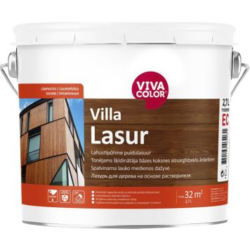 Lahustipõhine puidulasuur Vivacolor Villa Lasur EC ainult toonimiseks 2,7 l
