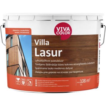 Lahustipõhine puidulasuur Vivacolor Villa Lasur EC ainult toonimiseks 9 l
