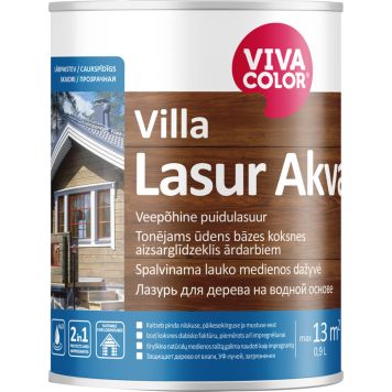 Veepõhine puidulasuur Vivacolor Villa Lasur Akva EC ainult toonimiseks 0,9 l