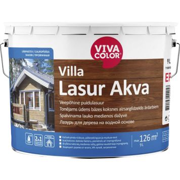 Veepõhine puidulasuur Vivacolor Villa Lasur Akva EC ainult toonimiseks 9 l