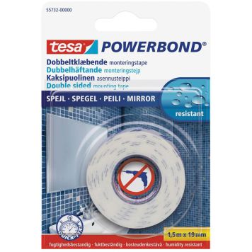 Kahepoolne teip tesa® niiskuskindel 1,5 m x 19 mm