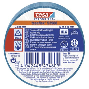Isoleerteip tesa® Professional Tesaflex 10 m x 15 mm , sinine